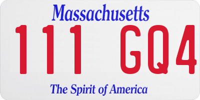MA license plate 111GQ4