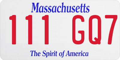 MA license plate 111GQ7