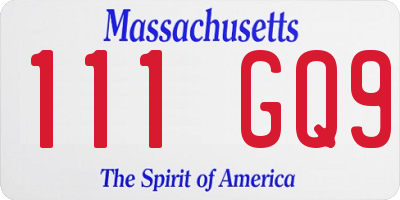 MA license plate 111GQ9