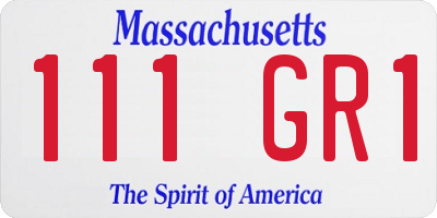 MA license plate 111GR1