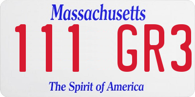 MA license plate 111GR3