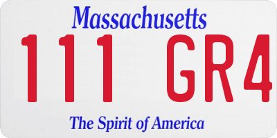MA license plate 111GR4