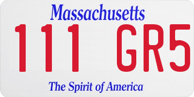 MA license plate 111GR5