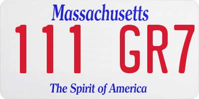 MA license plate 111GR7