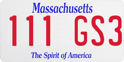MA license plate 111GS3