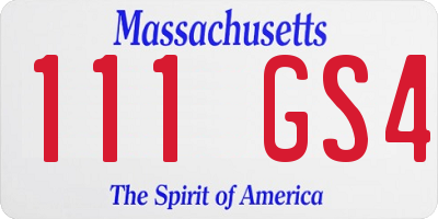 MA license plate 111GS4