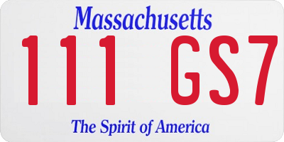 MA license plate 111GS7