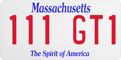MA license plate 111GT1