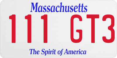 MA license plate 111GT3