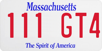 MA license plate 111GT4