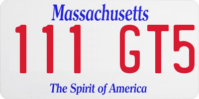 MA license plate 111GT5