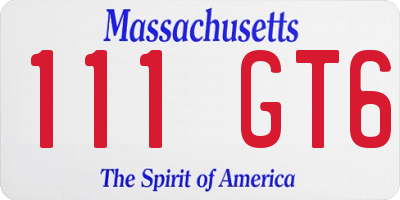 MA license plate 111GT6