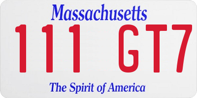 MA license plate 111GT7