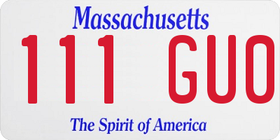 MA license plate 111GU0