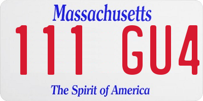 MA license plate 111GU4