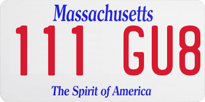 MA license plate 111GU8