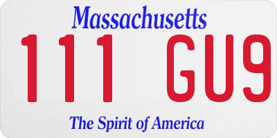 MA license plate 111GU9