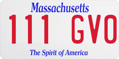 MA license plate 111GV0