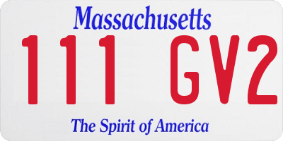 MA license plate 111GV2