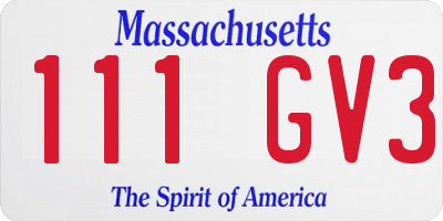 MA license plate 111GV3