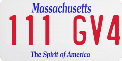 MA license plate 111GV4