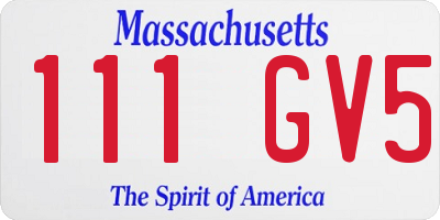 MA license plate 111GV5