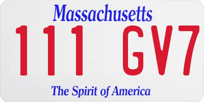 MA license plate 111GV7