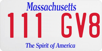 MA license plate 111GV8