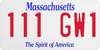 MA license plate 111GW1