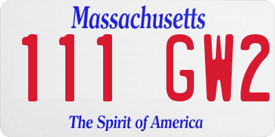 MA license plate 111GW2