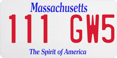 MA license plate 111GW5