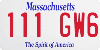 MA license plate 111GW6