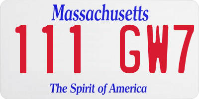 MA license plate 111GW7