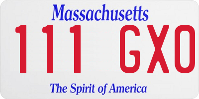 MA license plate 111GX0