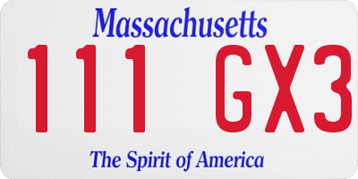 MA license plate 111GX3