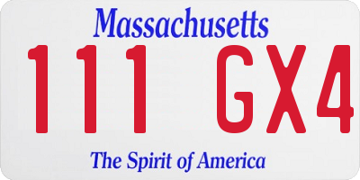 MA license plate 111GX4