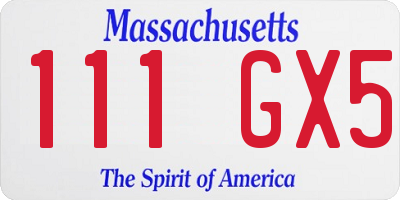 MA license plate 111GX5