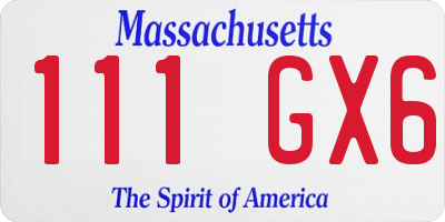 MA license plate 111GX6