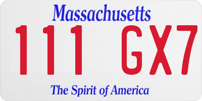 MA license plate 111GX7