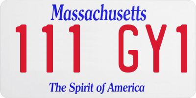 MA license plate 111GY1