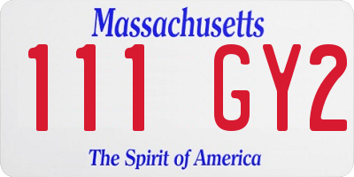MA license plate 111GY2