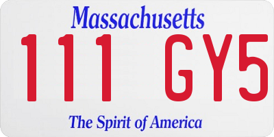 MA license plate 111GY5