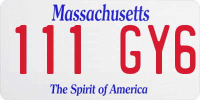 MA license plate 111GY6