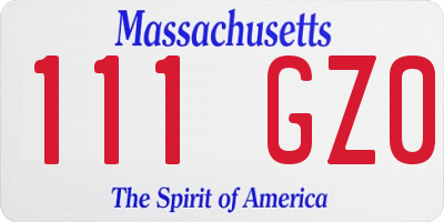 MA license plate 111GZ0