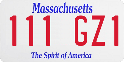 MA license plate 111GZ1