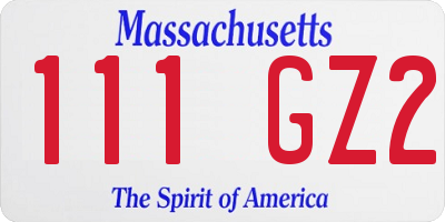 MA license plate 111GZ2