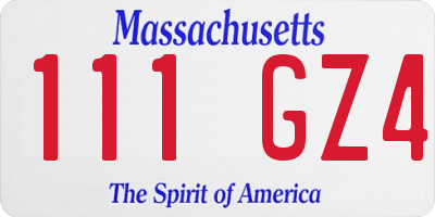 MA license plate 111GZ4