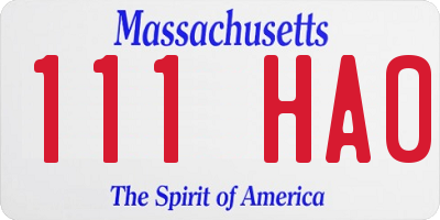 MA license plate 111HA0