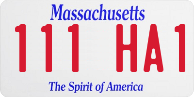 MA license plate 111HA1