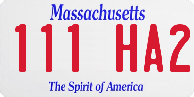 MA license plate 111HA2